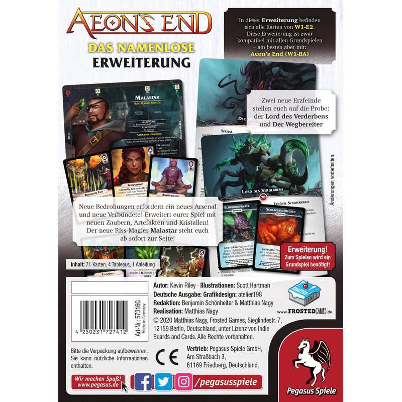 Pegasus Spiele 57316G - Aeon's End: The Nameless [Expansion] (Frosted