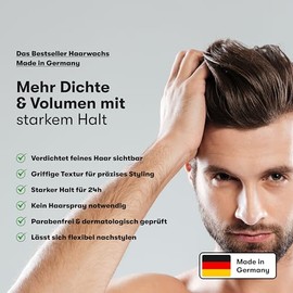 O.C. HAIRCARE Hair Wax - Matte Finish - with Strong Hold & Volume - Hair Wax Men - No Gluing - Ideal for Fine & Thin Hair - Test for 30 Days Risk-free - Made in Germany