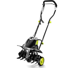 Electric Tiller 12 Amp Rototiller：Powerful Garden Tiller with 6 Steel Tines Tiller, Hand Tiller with 18-inch Tilling Width 8'' Tilling Depth for Gardening, Cultivator for Lawn