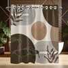 Keeuy Brown and Beige Hookless Shower Curtain with Snap-in Liner,