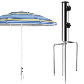Shyllin Parasol Stand, Removable Umbrella Holder with Lawn Spike for Beach and Garden, Sturdy Umbrella Stand with Ground Spike for Secure Hold, Ideal for Parasol on the Lawn