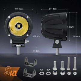 Nilight Motorcycle Led Pods 2PCS 3Inch Spot Round Led Offroad Fog Light 1065LM