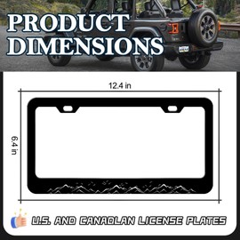 Mountains License Plate Frames - 2 Pack Mountain Bird Stainless Steel License Plate Holder Covers,Rust-Proof Waterproof Car Decorative Tag Frames for Standard US 12x6 Inch