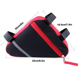 QitinDasen 2 Pieces Bike Triangle Bags, Waterproof Bicycle Front Tube Frame Bag, Double-Sided Reflective Decoration Makes Night Riding Safer (Red + Black)
