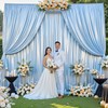 10x10 ft Blue Glitter Backdrop Curtain for Parties, Wrinkle Free