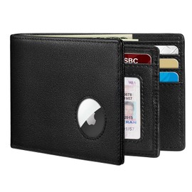 Zitahli wallets for men With AirTag Holder,Genuine Leather Slim Front Pocket Mens Wallet Bifold Rfid Blocking Gifts for Men Dad (AirTag Not Included)