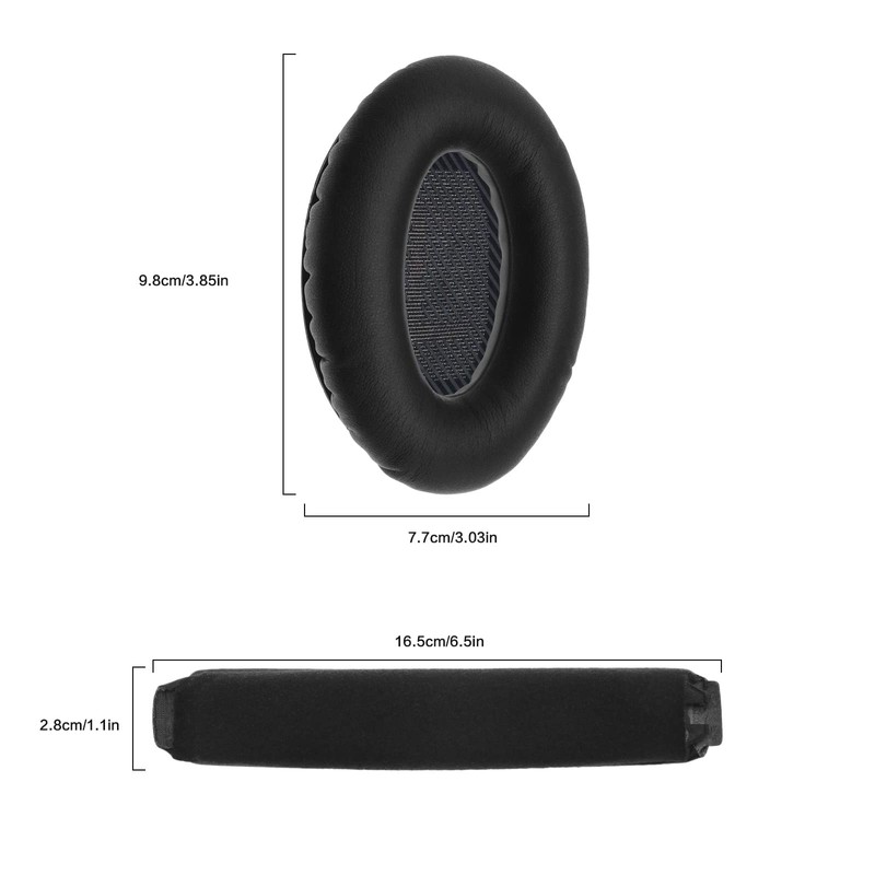 EMSea 1 Pair Black Headphone Replacement Ear Pad with Headband