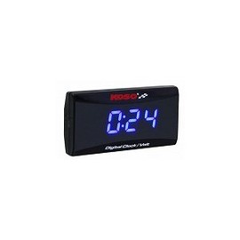 KN Planning KOSO Waterproof Motorcycle Scooter LED Clock Voltmeter Volt Meter 12V Warning Function Blue