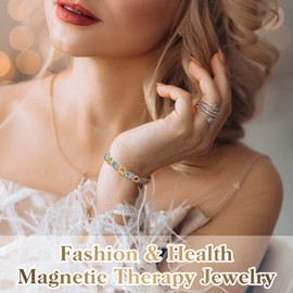 Mahnco Lymph Detox Magnetic Bracelet, Titanium Bracelet for Women, Lymphatic Drainage Ring&Bracelet with 3500 Gauss Magnets-Jewelry Gift Set with Adjustment Tool