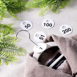 2 Sets of Round Numbered Tags 1-300, Double-Sided Plastic Coat Check Tickets (1.7 in, 600 Pieces Total)