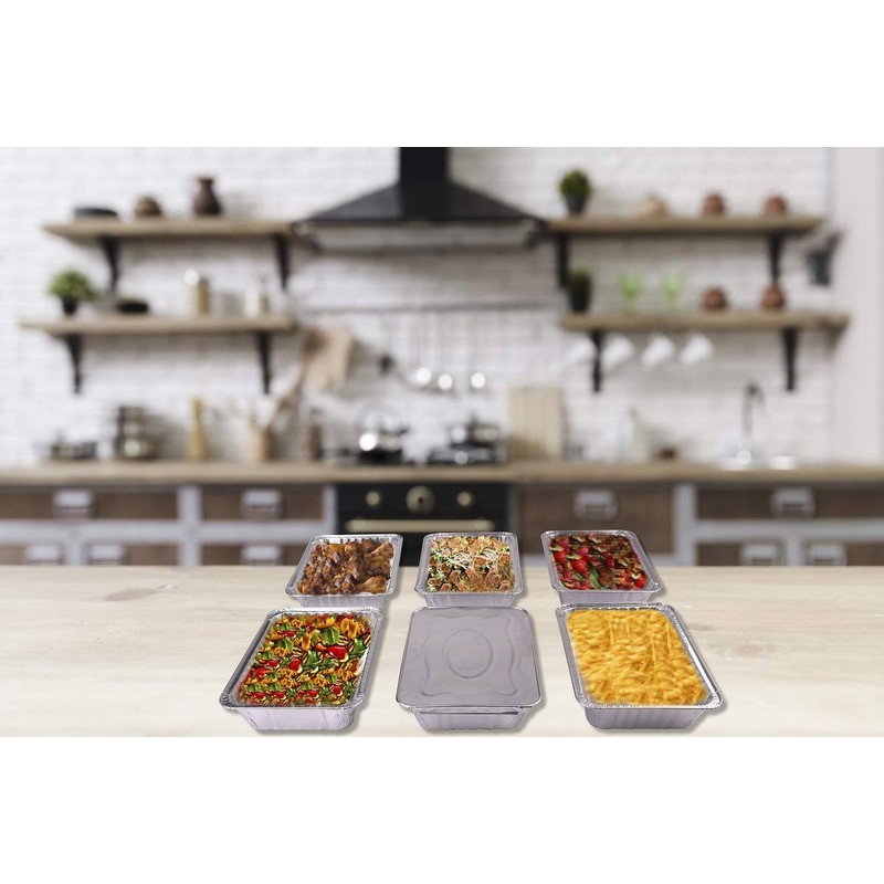 Diplastible Disposable Aluminum Pans with Lids | 10 pack 1-Dinner