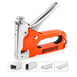 DIFFLIFE Heavy Duty, 4-in-1 with 2400 Staples, Manual Brad Nailer Power Adjustment for Wood, Crafts, Carpentry, Decoration DIY