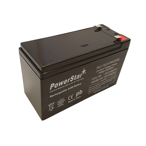 PowerStar 12v 7ah SLA Battery Replacement Fits Casil CA1270 - Includes Terminal Adapters
