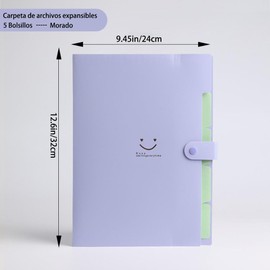 WADY Organizador de Archivos de Acordeón, Carpeta de Archivos Expandible, Folder Organizador with Bolsillos (Morado)