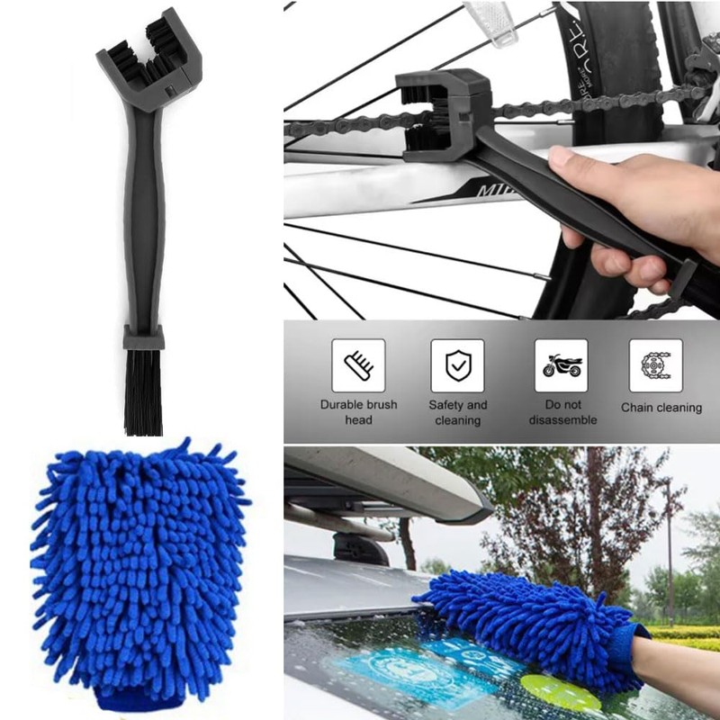 FUKWUNTO Motorcycle Cleaning Kit 11pcs to Clean Motorcycle Engine Tires