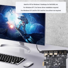 PCIe to USB 3.2 Gen 2 Card with 20 Gbps Bandwidth 5 USB Ports (3 USB Type A and 2 USB C Ports), USB PCI E Expansion Card for Win 7/8/10/11 (32, 64 bit), OS X 10.8.2, Linux