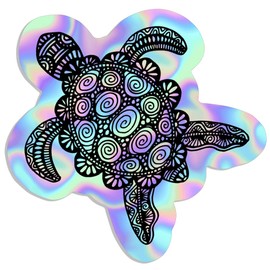 Sea Turtle Hologram Sticker (2 Pack) 2.75” x 3” Boho Sea Turtle Vinyl Decals for Cars, Car Windows, Water Bottles, Phones. Sea Turtle Gift for Ocean Lovers