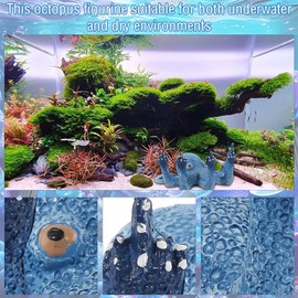 Octopus Aquarium Fish Tank Ornaments Accessories Blue Glowing in The Dark, Fingers Enhance Resin Decor Decorative Octopus for Home Office 2.5 * 5 * 5 Inches (Blue)