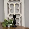 Farmhouse Carved Hourglass Black 6.25" Wrought Iron Taper Holder