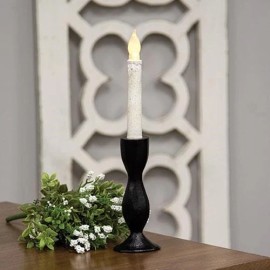 Farmhouse Carved Hourglass Black 6.25" Wrought Iron Taper Holder