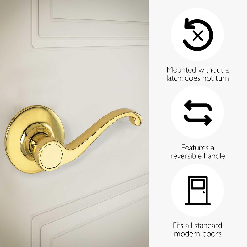 Design House Scroll Dummy Door Lever, Polished Brass, 6.375 in