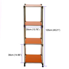 EMOBACO 4-Tier Stainless Steel Storage Shelves, 49" H x 14.9" W x 13.7" D Storage Shelving Unit, Loading Capacity 100lbs Storage Rack for Indoor/Outdoor, Office, Study, Kitchen,Orange