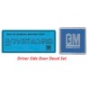 NYRM GM DOOR JAMB DECAL SET VIN DECAL + GM