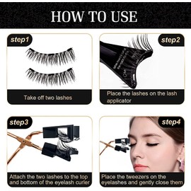Magnetic Eyelashes Without Eyeliner, Reusable Magnetic Eyelash Kit Dual Magnetic Eyelashes Dual Magnetic Lashes, Magnetic Eyelashes Natural Look Natural and Bushy (16pcs-4pairs）, 16Pieces