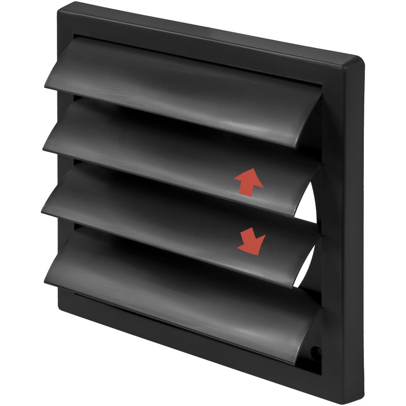 ECOPRO VENT Plastic 6'' Black Exhaust Louvered Dryer Vent Cover
