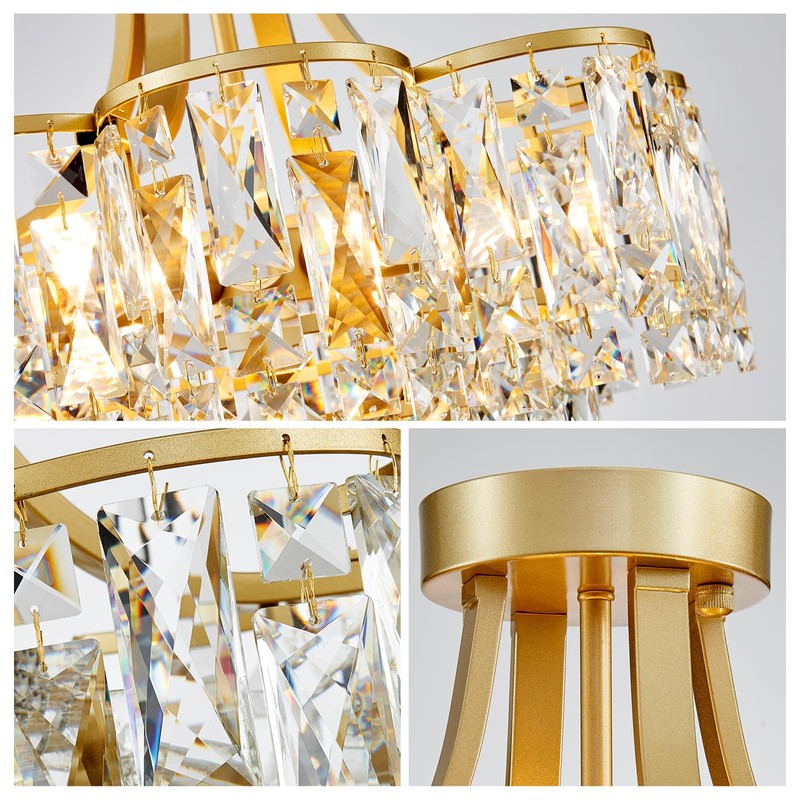 WUZUPS Crystal Chandelier Semi-Flushmount Ceiling Light Modern Lighting Fixture for