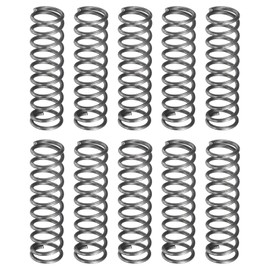 sourcing map 10Pcs Compression Spring, 7mm OD, 0.8mm Wire Size, 25mm Free Length, Spring Steel Construction Extended Mechanical Compression Springs for Shop and Home Repairs, Silver Tone