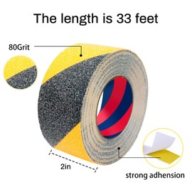 YEEGRAOU Anti Slip Tape with Bright Yellow & Black Grip Stripes 2 Inch x 33 Feet Waterproof Hazard Caution Warning Tape for Outdoor Stairs, Step Treads, Ramp, Skateboard