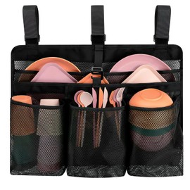 CEMGYIUK Camping Dish Drying Bag Collapsible Dish Drying Rack,RV Dish Drying Rack,Portable Mesh Dish Dinnerware Organizer for RV Campers Travel Trailers,Camp Kitchen Organizer