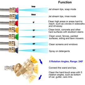 M MINGLE Pressure Washer Accessories Kit, 7 Power Washer Nozzle Tips, Quick Connecting Pivoting Coupler, 1/4 inch, 4500 PSI, 8-Pack