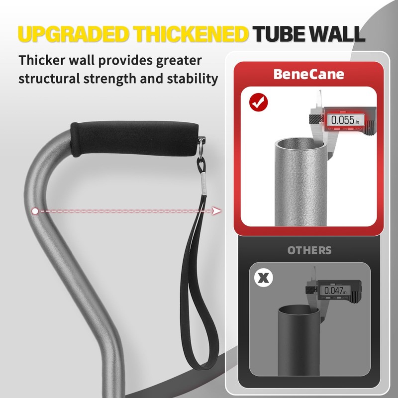 BeneCane Walking Cane Adjustable Cane with Offset Soft Cushioned Handle