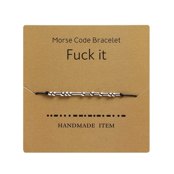 Binami Morse Code Bracelets Adjustable Sterling Silver Beads on Silk