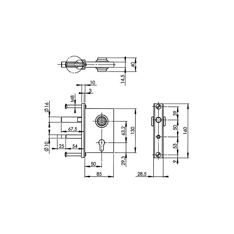 Medium weight gate lock with