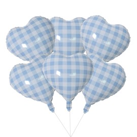 10 pcs Check Heart Balloons Wedding Love Confession, Graduation, Anniversary Party Decoration Photo Props (Blue White)