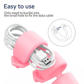 ELFRhino Cord Organizer 2 Pack Reusable Cable Straps, 8 in 1 Multipurpose Cable Protector for Earbuds Earphone Headphone Headset Wrap Winder Holder Keeper Manager Management (8L Black/Pink)