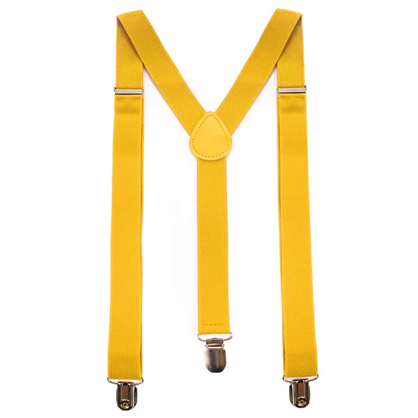 JEMYGINS Solid Color Mens Suspender with 3 Strong Clips Adjustable