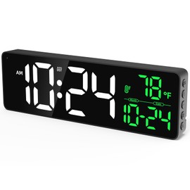 Large LED Digital Wall Clock with Date, Temperature, Auto-Brightness, Auto-DST | Big Digital Clock for Bedroom, Desk, Classroom, Living Room, Kitchen, Office, Gym, Farmhouse, Xmas Gift for Seniors
