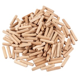 BICB Fluted Wood Kiln Dowel Pins, 1/4" x 2"- 100 Pieces, Made of Beechwood