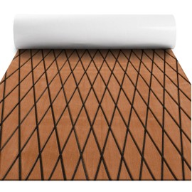 Fullfire Boat Flooring - EVA Foam Boat Decking - Marine Mat Self-Adhesive Flooring Sheet Marine Carpet for Motorboat Yacht Kayak RV 94" x 15.7", Brown with Black Lines