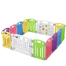 Baby Playpen Kids Activity Centre Safety Play Yard Home Indoor Outdoor New Pen (Multicolour, Classic Set 14 Panel)