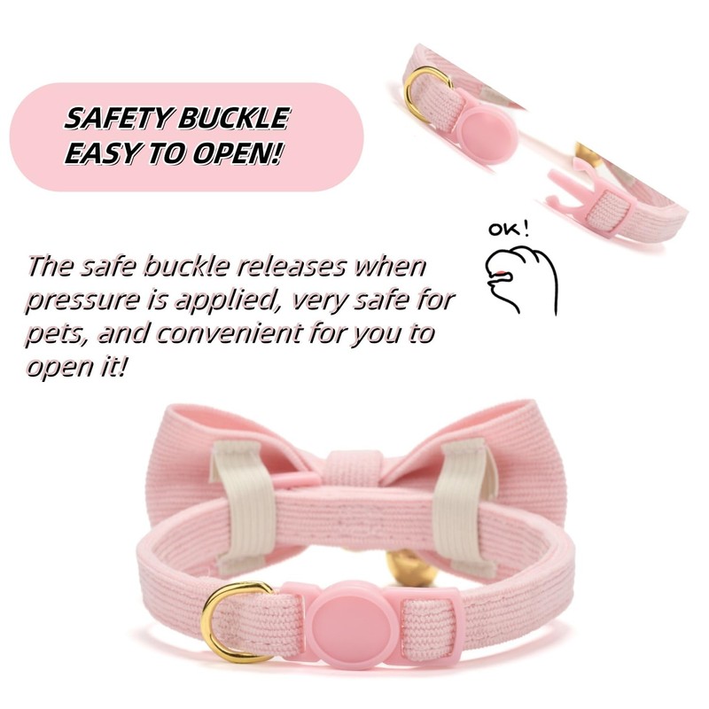 Cute Cat Collars With Bow,Quick Release Safty Buckle with Bells,Soft