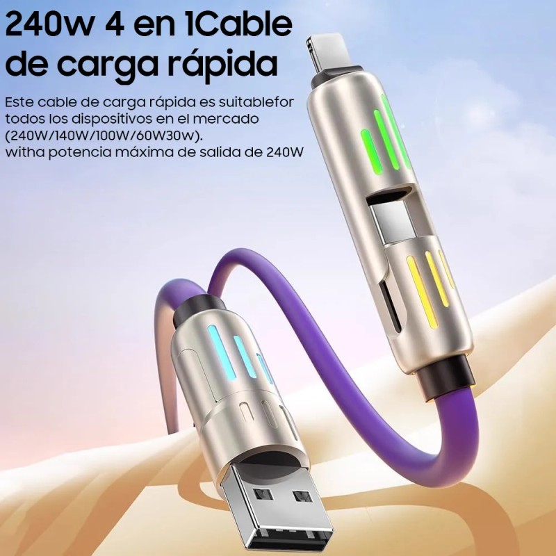 2 Pieces 4 In 1 Data Cable Type-c Fast Charging