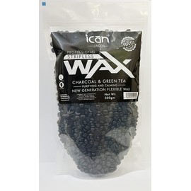 Ican London Professional Hard Wax Beads,Stripless Depilatory Waxing Pellets Solid Beans No Strip Needed, Pain Free Hair Removal Wax For Full Body (Charcoal & Green Tea, 500g)