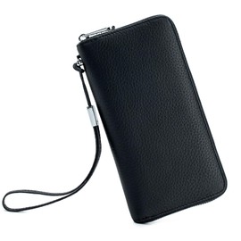 Bearneko Wallet, Long Wallet, Genuine Leather, Large Capacity, Skimming Prevention, Wallet, Women's, Men's, Coin Purse, Thin, Lightweight, Sorting, Multifunctional, Simple, Smartphone Pouch, Strap