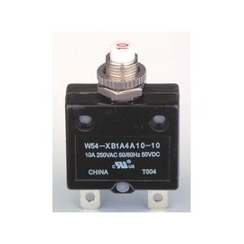 Potter&brumfield - Te Connectivity Circuit Breaker, Thermal, 1P, 250V, 10A - W54-XB1A4A10-10
