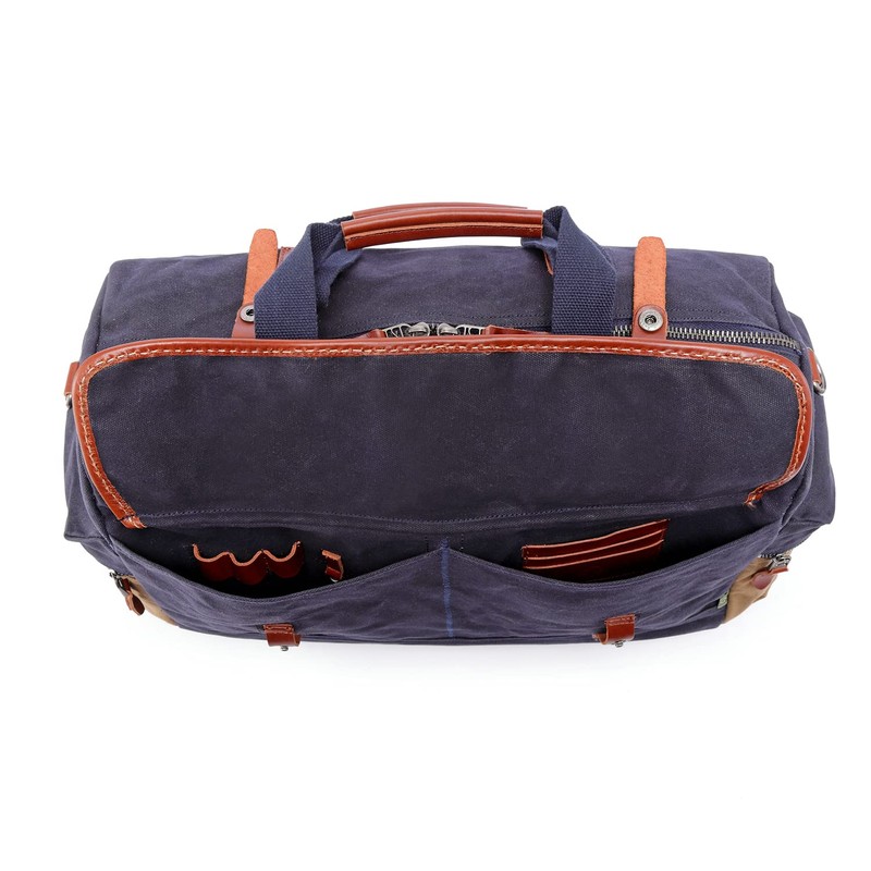 TSD Brand Stone Creek Waxed Canvas Duffel Bag (Navy)